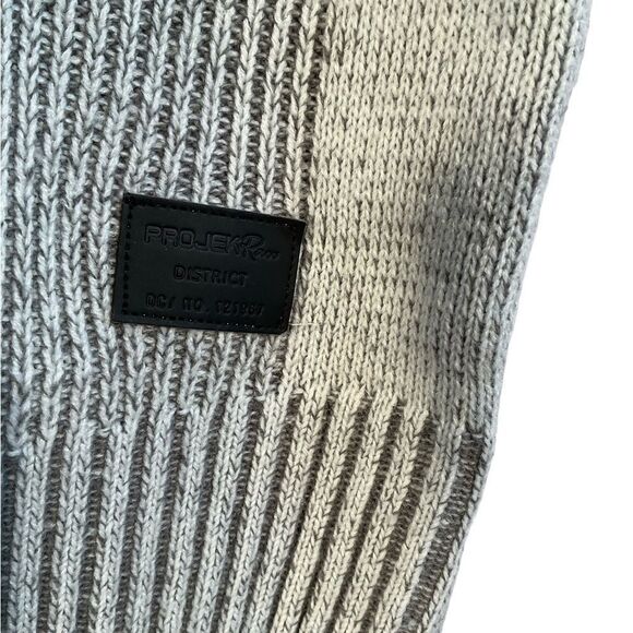 Projek Raw Mens Sweater Gray Quarter Zip Pullover Ribbed Size XXL Cotton Blend - Picture 3 of 14